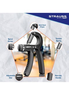 STRAUSS Adjustable Hand Grip| Adjustable Resistance (10Kg - 40Kg) | Hand Gripper For Home & Gym Workouts | Perfect For Finger & Forearm Hand Exercises & Strength Building For Men & Women (Black)  - Image 3