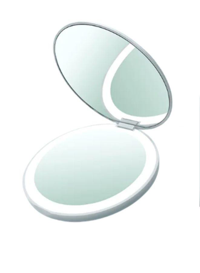 Rechargeable Compact Mirror with Light 1x/10x Magnification Dimmable Lighted Travel Makeup Mirror LED Compact Mirror for Purses Pocket Touch Switch Type-c Charging Daylight Portable Handheld White  - Image 3
