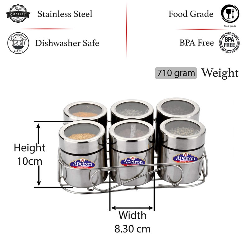 Apeiron Stainless Steel Premium Masala Box | Masala Dabba | Dry Fruit Dabba | Storage Box 6 Piece Dabba, Silver - Image 5