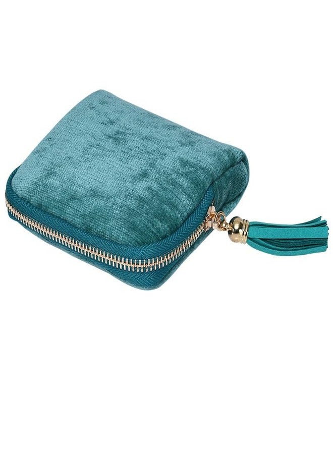 Tiwerlfe Travel Jewelry Organizer Case - Velvet Zipper Pouch with 6 Compartments for Bracelets, Earrings, Necklace, Anti-Scratch Storage, Valentine Gifts for Women (Peacock Green) - Image 4