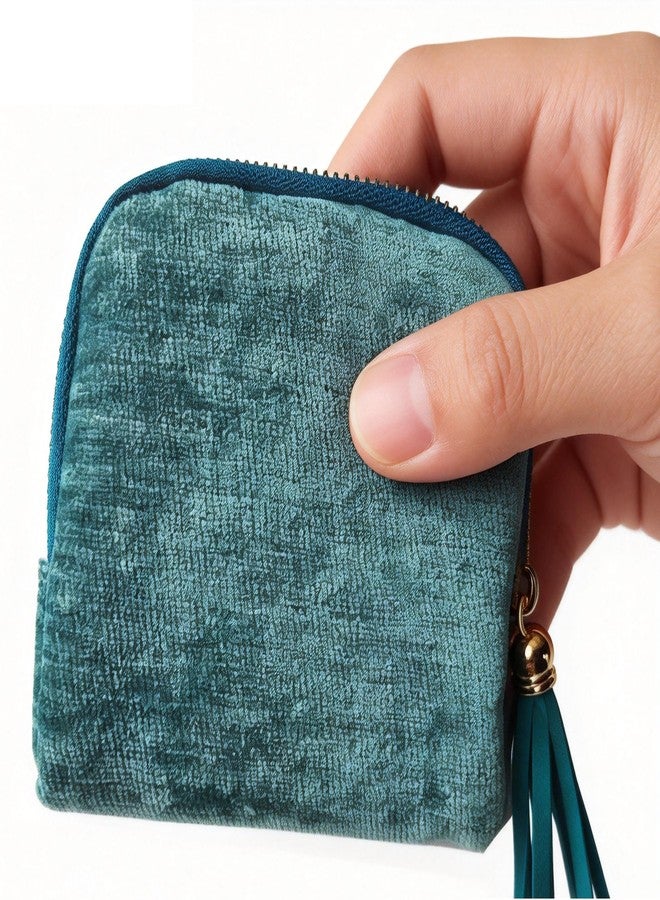 Tiwerlfe Travel Jewelry Organizer Case - Velvet Zipper Pouch with 6 Compartments for Bracelets, Earrings, Necklace, Anti-Scratch Storage, Valentine Gifts for Women (Peacock Green) - Image 3