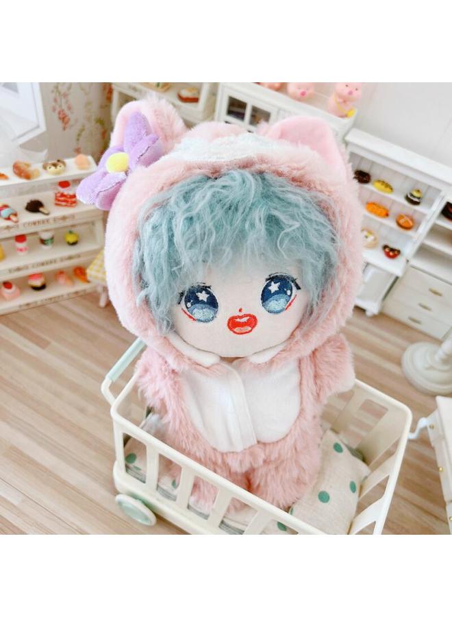 Spot Blue Eyes Small Fox Jumpsuit Set 20cm Suit 20cm Doll Star Cotton Doll Change-Specifications:20cm-Color:Pink Beaver Jumpsuit - Image 5