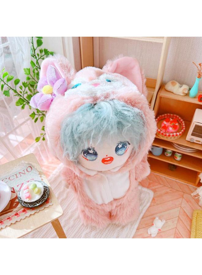Spot Blue Eyes Small Fox Jumpsuit Set 20cm Suit 20cm Doll Star Cotton Doll Change-Specifications:20cm-Color:Pink Beaver Jumpsuit - Image 4