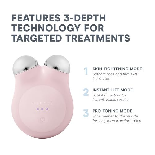 NuFACE MINI Microcurrent Facial Device Kit FDA Cleared Face Sculpting Skin Tightening Device to Contour Lift Tone Microcurrent Gel Activator Silk Creme Sandy Rose - Image 5