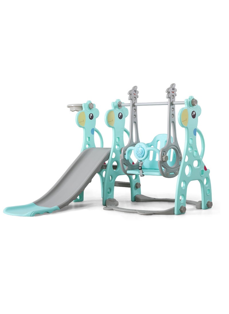 4 in 1 Toddler Slide and Swing Set, Freestanding Slides Kid Climber Slide Playset with Basketball Hoop , Extra Long Slide, Children Toy Game for Indoor Outdoor Playground Backyard