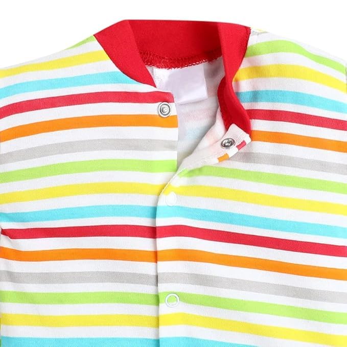 EIO 100% Cotton Sleep Rompers Sleepsuits Jumpsuit Night Suits for Infants Newborn Baby Boys & Girls Pack of 3 (0-3 Months, Yellow,9-12 Months, Red) - Image 5