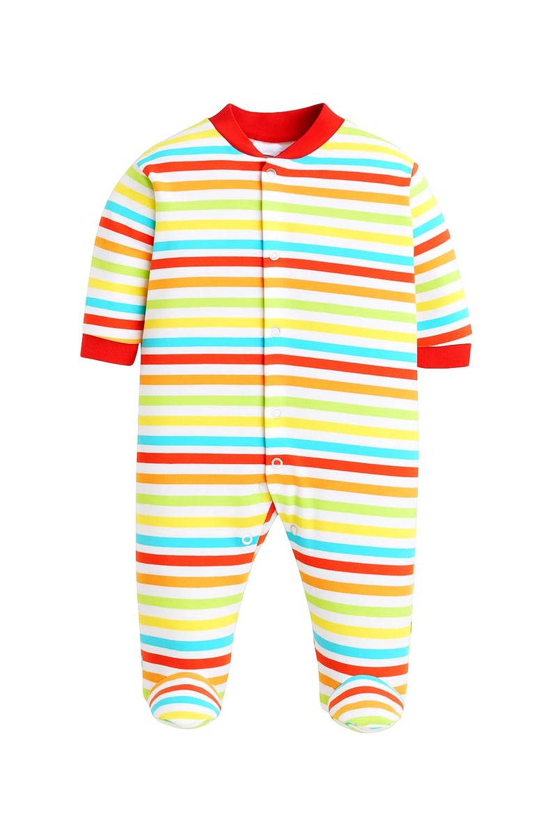 EIO 100% Cotton Sleep Rompers Sleepsuits Jumpsuit Night Suits for Infants Newborn Baby Boys & Girls Pack of 3 (0-3 Months, Yellow,9-12 Months, Red) - Image 2