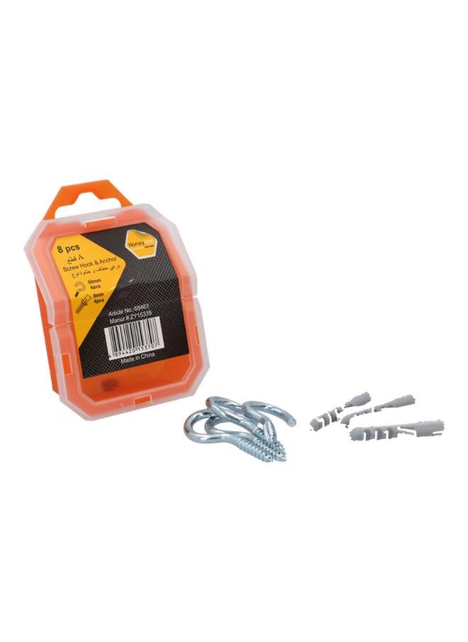 HONEY BEE 8-Piece Heavy-Duty Screw Hooks and Anchors Silver and Grey ZY15339  - Image 2