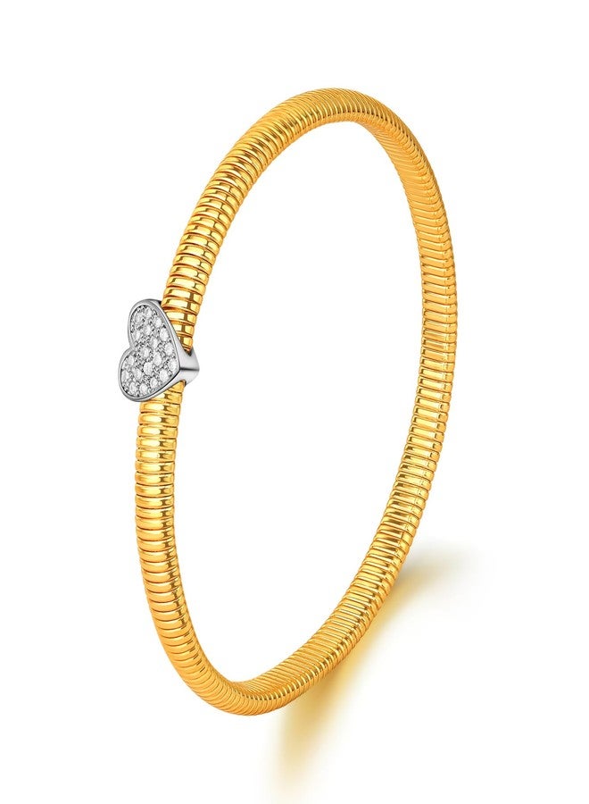 Aprilery Chunky Gold Bracelets for Women, Trendy Gold Stretch Bangle with Gold Heart Knot Bracelets Jewelry Gifts for Her (Heart) - Image 1
