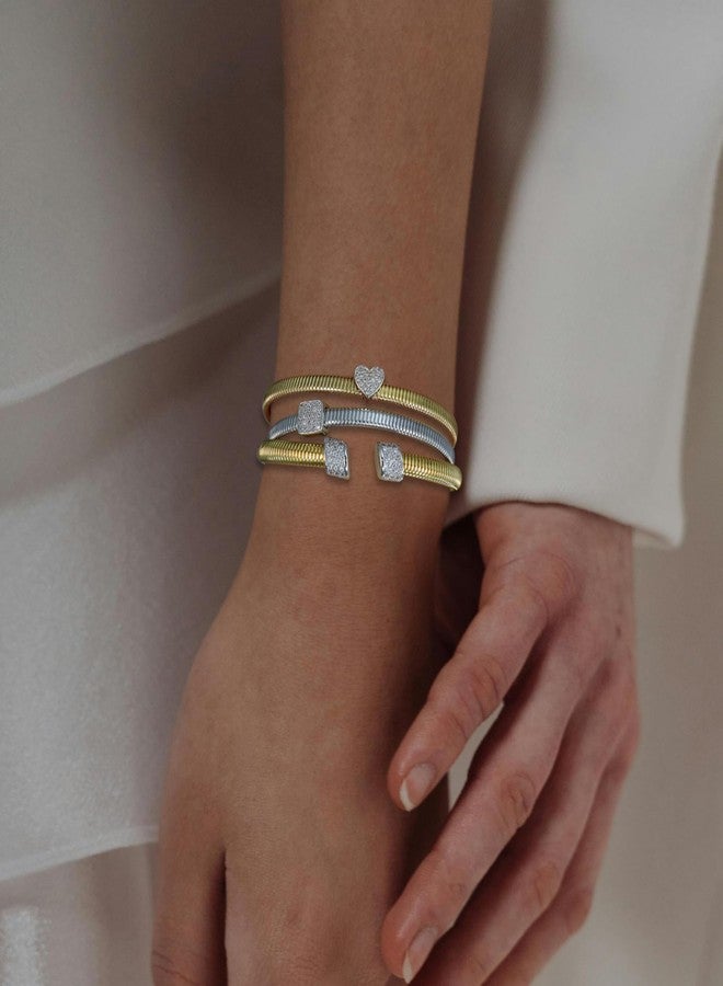Aprilery Chunky Gold Bracelets for Women, Trendy Gold Stretch Bangle with Gold Heart Knot Bracelets Jewelry Gifts for Her (Heart) - Image 5
