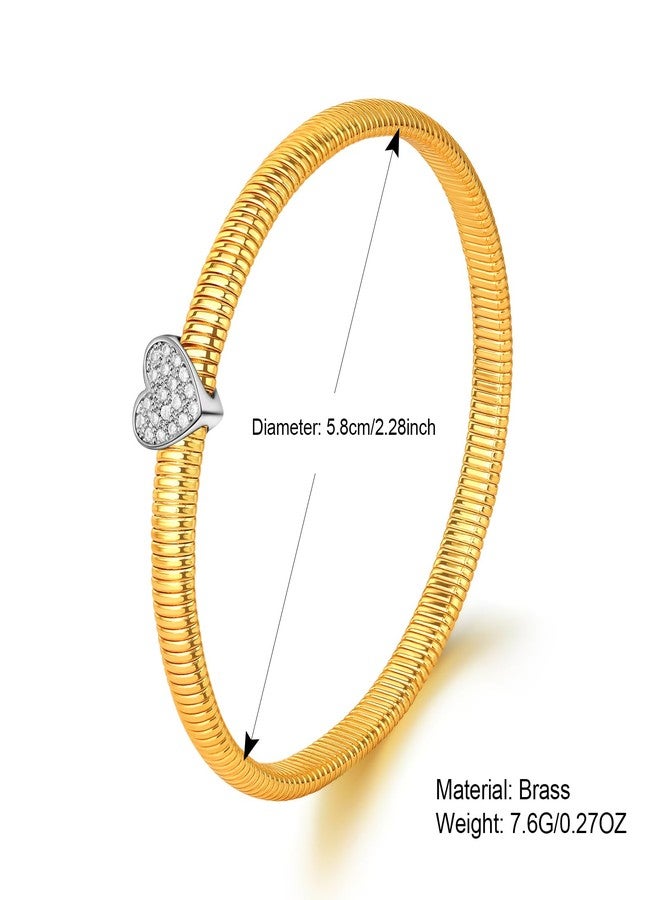 Aprilery Chunky Gold Bracelets for Women, Trendy Gold Stretch Bangle with Gold Heart Knot Bracelets Jewelry Gifts for Her (Heart) - Image 4