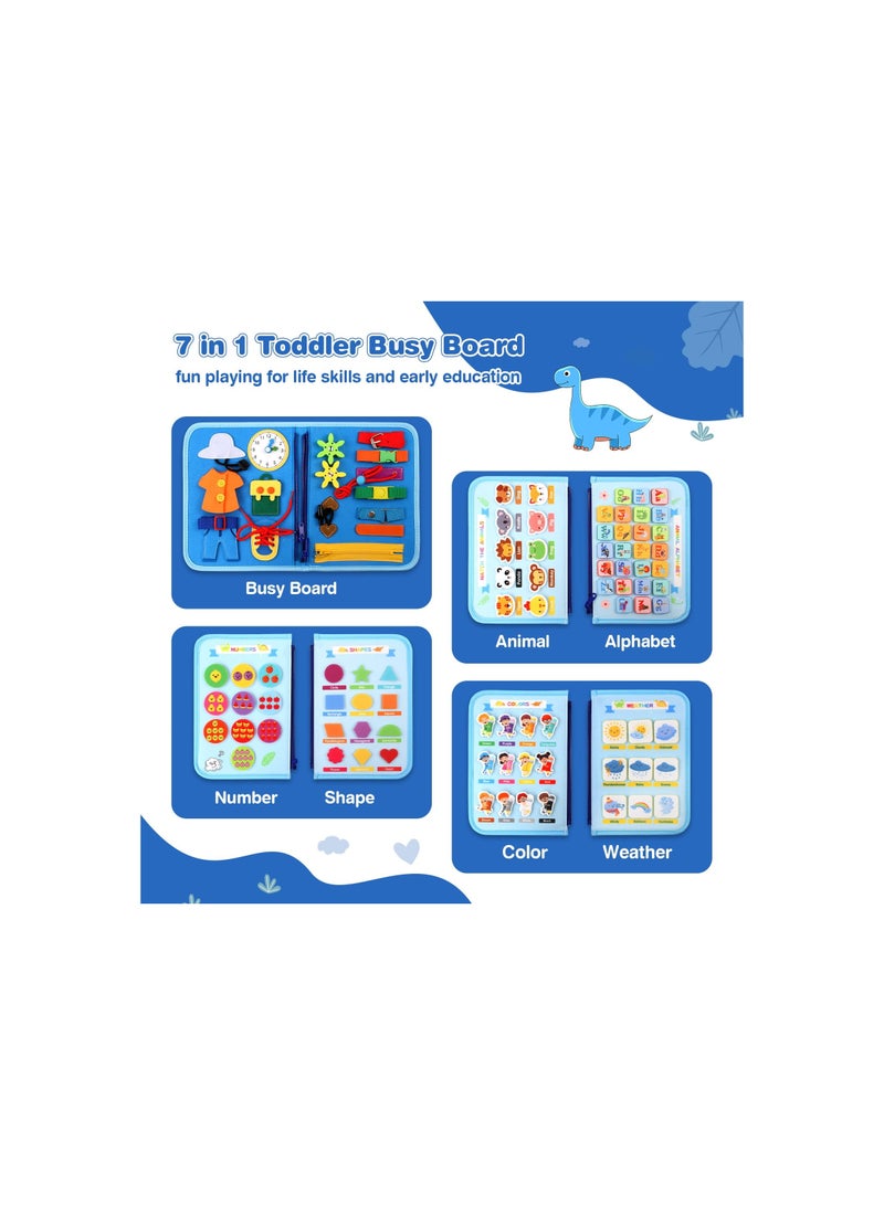 Toddler Busy Board for Ages 1-5, Montessori Educational Sensory Activity Toy for Fine Motor Skills and Basic Dressing Skills, Perfect Travel Gift for Boys and Girls (1 Pack)  - Image 2
