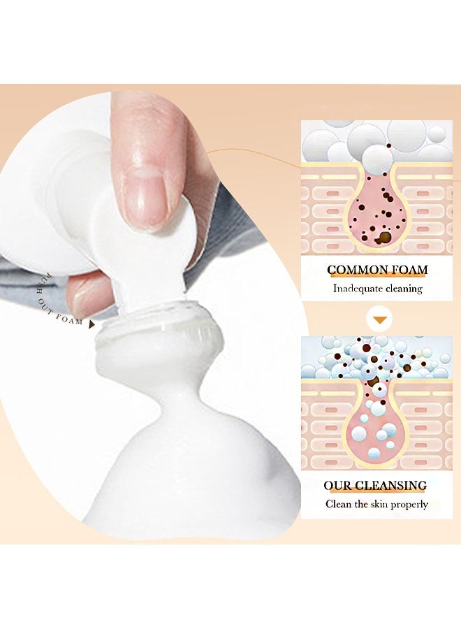 بيو أكوا عصارة الأرز الخام النقية موس، منظف للوجه، منظف وجه لطيف، غسول وجه رغوي مع فرشاة سيليكون، غسول وجه مرطب مع حمض أميني، غسول وجه رغوي مناسب لجميع أنواع البشرة 120 مل - Image 4