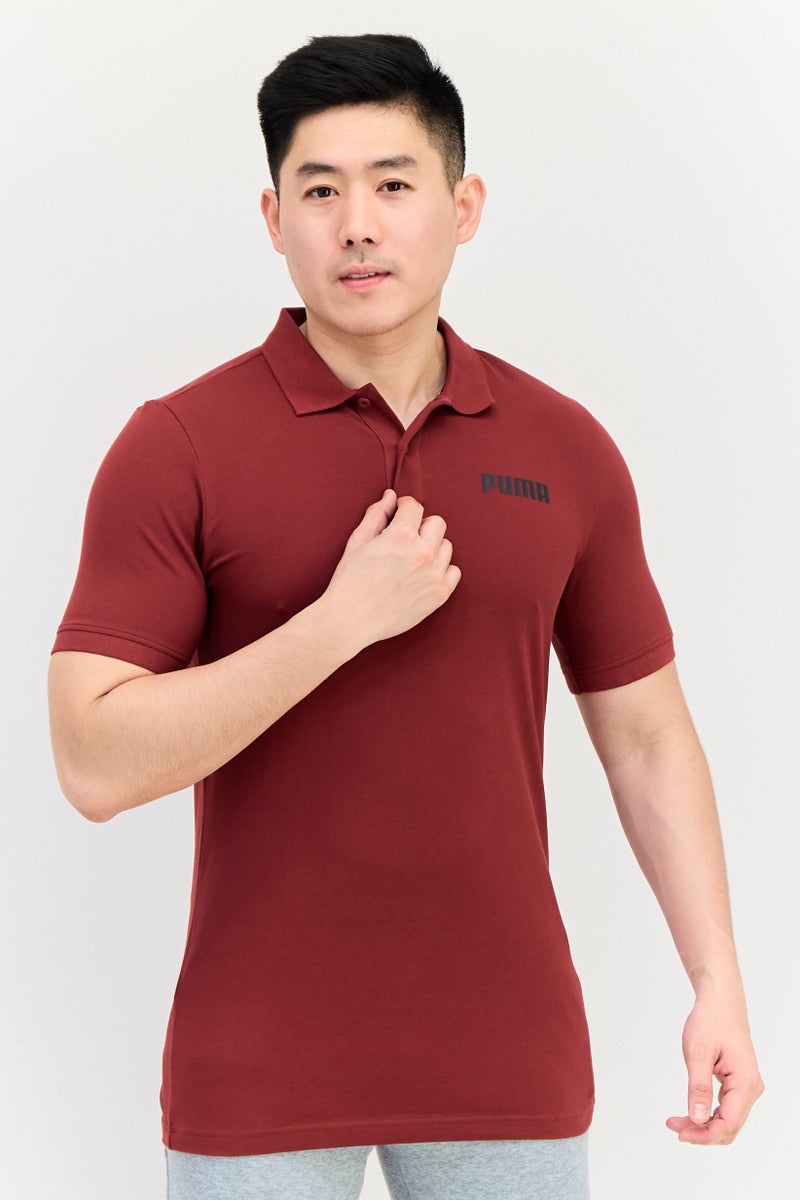 PUMA Men Sportswear Fit Brand Logo Outdoor Polo Shirt, Maroon - Image 1
