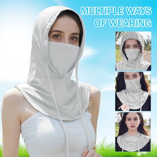 GUSTAVE® UPF 50+ Sun Hat for Men Women 3 in 1 Balaclava Sun Hood with Face Mask & Neck Gaiter, Ice Silk Cool Touch Drawstring Sun Hood Quick Dry Moisture-wicking Outdoor Riding Sun Hat - Image 5