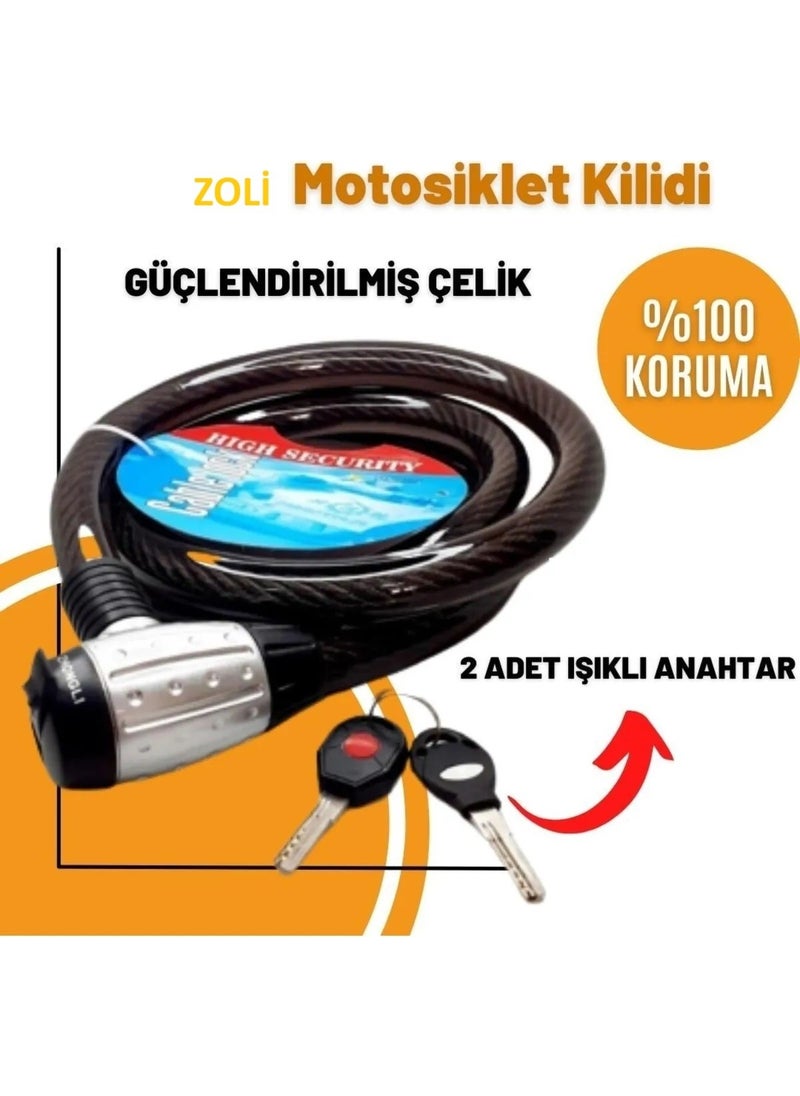 Zoli Motorcycle Steel Reinforced Rope Chain Lock 25X150  - Image 1