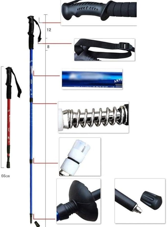 Earss Pair of Hiking Sticks – Collapsible Telescopic Lightweight Adjustable Anti-Shock Walking Poles for Men and Women – Ideal for Trekking, Camping, Mountaineering & Backpacking - Image 4