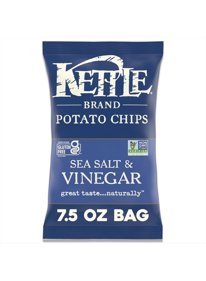 Kettle Brand Sea Salt and Vinegar Kettle Potato Chips, Gluten-Free, Non-GMO, 7.5 oz Bag  - Image 1