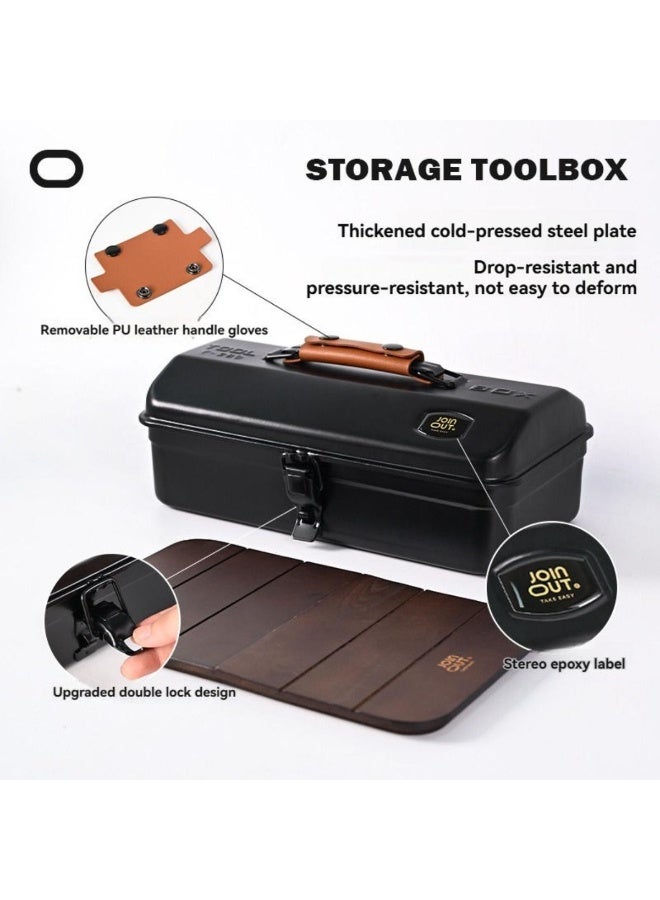 Tradeo Premium Outdoor Travel Tea Set – Portable Metal Box with Kettle, Gas Burner, Glass Cups, Spice Containers & Arabic Carpet Coasters - Image 2