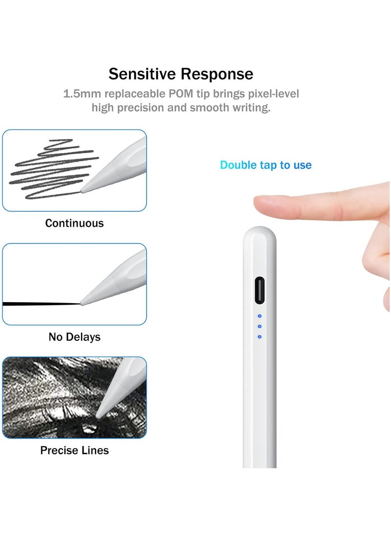 Stylus Pen for iPad 2024-2018 with Faster Charge,Tilt Sensor Compatible with iPad Pro 11/13 M4,iPad Air 11/13 M2,iPad Pro 11/12.9",iPad 10/9/8/7/6th,iPad Air 5/4/3rd,iPad Mini 7/6/5