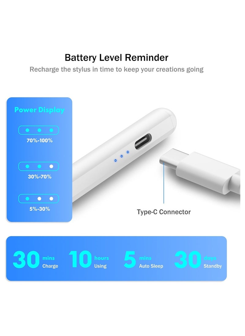 Stylus Pen for iPad 2024-2018 with Faster Charge,Tilt Sensor Compatible with iPad Pro 11/13 M4,iPad Air 11/13 M2,iPad Pro 11/12.9",iPad 10/9/8/7/6th,iPad Air 5/4/3rd,iPad Mini 7/6/5