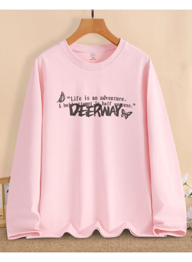 Women's Clothing】pure Cotton Long Sleeve T-shirt For Women, Breathable Knitted Round Neck Casual Sports Tee, Base Layer Top - Image 1