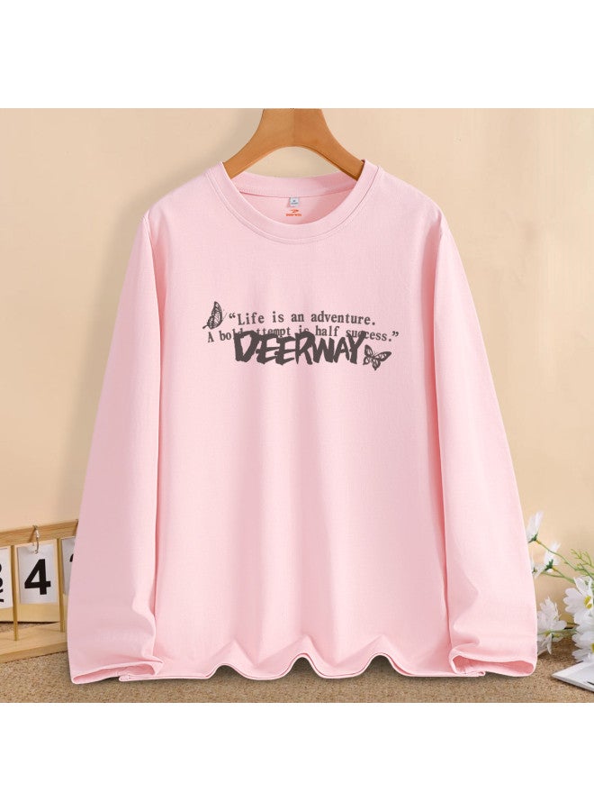 Women's Clothing】pure Cotton Long Sleeve T-shirt For Women, Breathable Knitted Round Neck Casual Sports Tee, Base Layer Top - Image 2