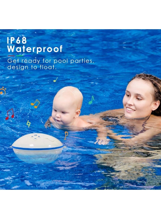 Blufree Floating Pool Speaker w/Colorful Lights, Portable Wireless Pool Speaker Bluetooth Waterproof IP68, Built-in Mic & Crystal Clear Sound Floating Hot Tub Speakers for Pools Party Outdoor (White) - Image 5