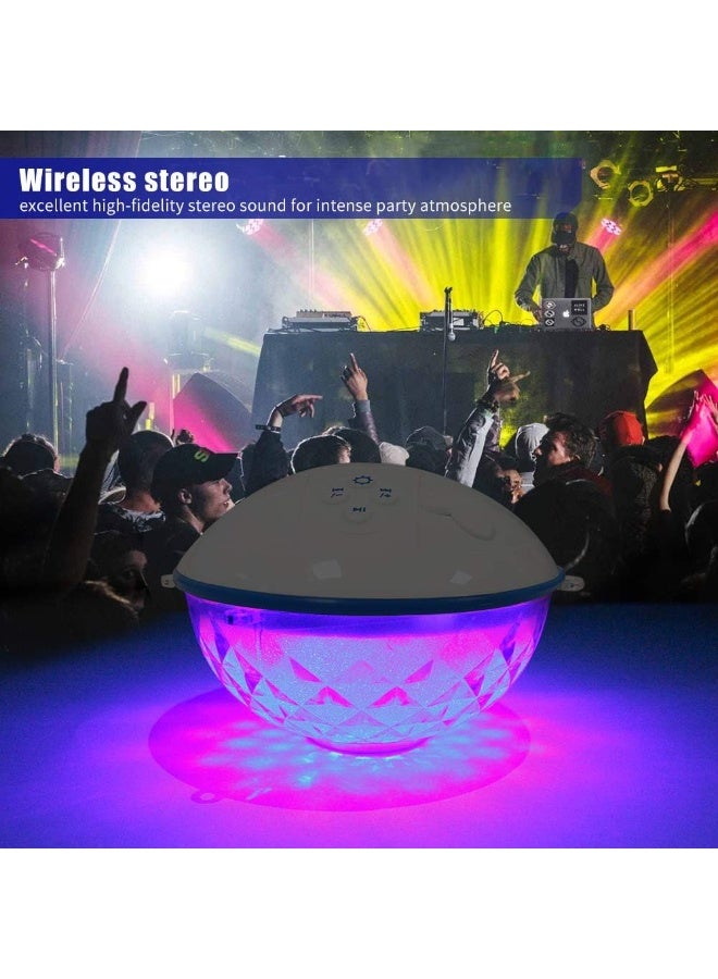 Blufree Floating Pool Speaker w/Colorful Lights, Portable Wireless Pool Speaker Bluetooth Waterproof IP68, Built-in Mic & Crystal Clear Sound Floating Hot Tub Speakers for Pools Party Outdoor (White) - Image 2