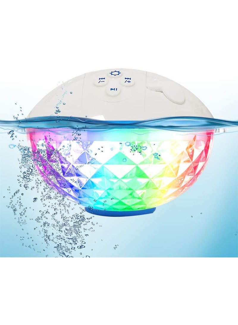 Blufree Floating Pool Speaker w/Colorful Lights, Portable Wireless Pool Speaker Bluetooth Waterproof IP68, Built-in Mic & Crystal Clear Sound Floating Hot Tub Speakers for Pools Party Outdoor (White) - Image 1