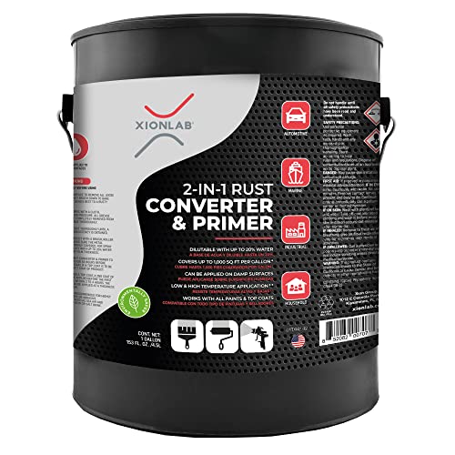 Xion Lab 2-in-1 Rust Converter & Metal Primer - Concentrate Covers Up to 4X More - Industrial Grade Water Based - UV Resistant Rust Reformer & Inhibitor - No Top Coat Needed - Works On Damp Surfaces - Image 1