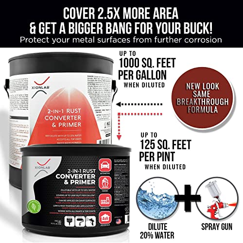 Xion Lab 2-in-1 Rust Converter & Metal Primer - Concentrate Covers Up to 4X More - Industrial Grade Water Based - UV Resistant Rust Reformer & Inhibitor - No Top Coat Needed - Works On Damp Surfaces - Image 2