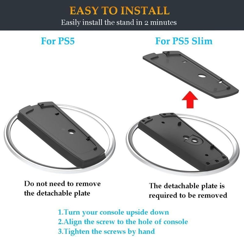 الثلاثة الكبار حامل رأسي BIGTHREE لجهاز PS5 و PS5 Slim، حامل معدني من السبائك مع قاعدة مانعة للانزلاق، تثبيت بالبراغي للأقراص والنسخة الرقمية، أسود - Image 4