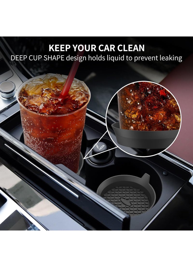 RATSAW Car Coasters 4 Pack Silicone Car Cup Coasters Cup Mats Universal Non Slip Recessed Car Interior Accessories Car Cup Holder Insert Coasters Black  - Image 5