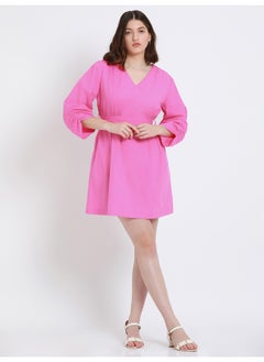 Dennis Lingo Pink Dress for Women - 100% Cotton, Regular Fit  - Image 1