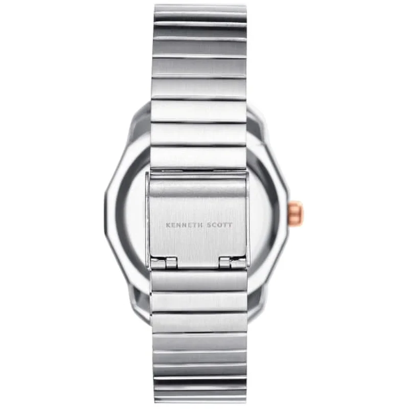 KENNETH SCOTT Kenneth Scott K24505-KBKP Women's Analog Display Watch & Stainless Steel Strap Silver