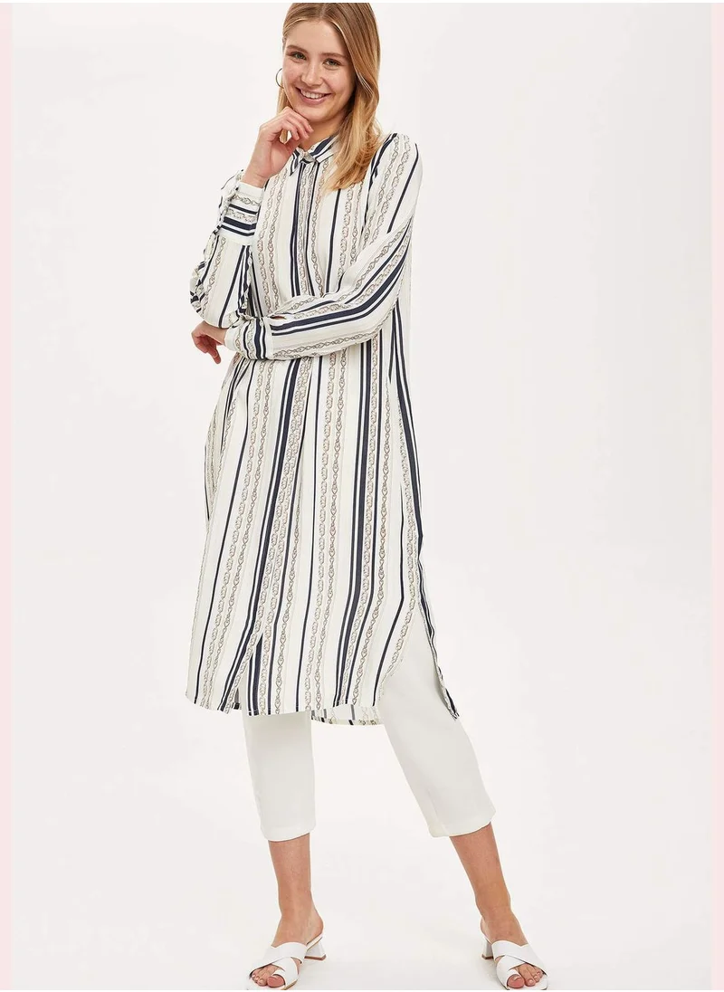 DeFacto Long Sleeve Striped Maxi Tunic