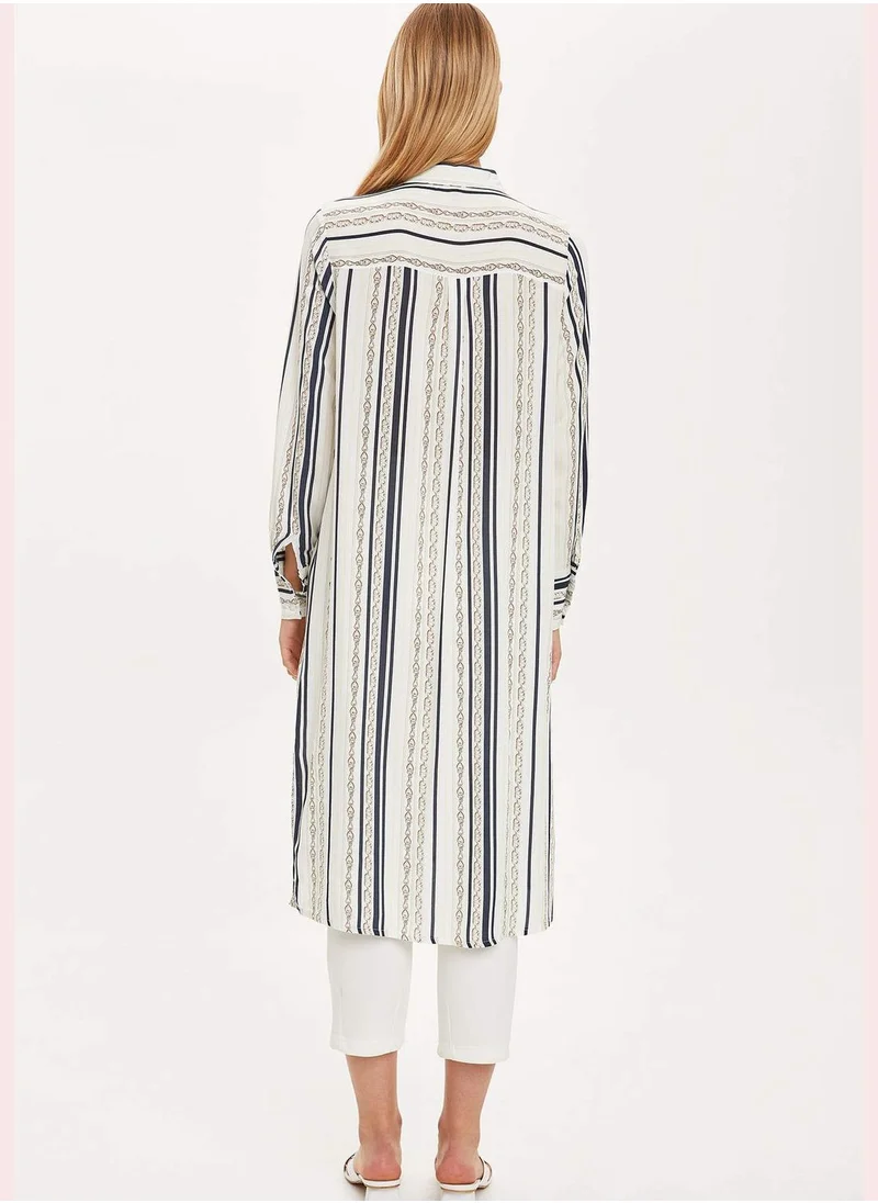 ديفاكتو Long Sleeve Striped Maxi Tunic