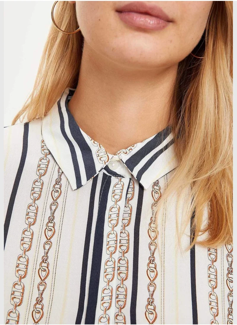 ديفاكتو Long Sleeve Striped Maxi Tunic