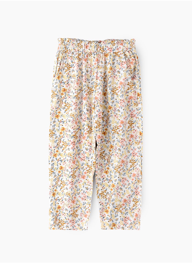 Jelliene Blooming Breeze Style: Girls Floral Viscose Pants Breezy Comfort & Effortless Chic  - Image 2