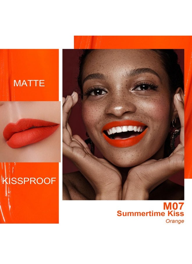 Oulac Matte Liquid Orange Lipstick For Women, Long Lasting Lipstick Waterproof Lip Stain, No Transfer, Creamy High Pigmented Formula With Rose Oil, Vegan & Cruelty-Free,Orange Red M07  - Image 2
