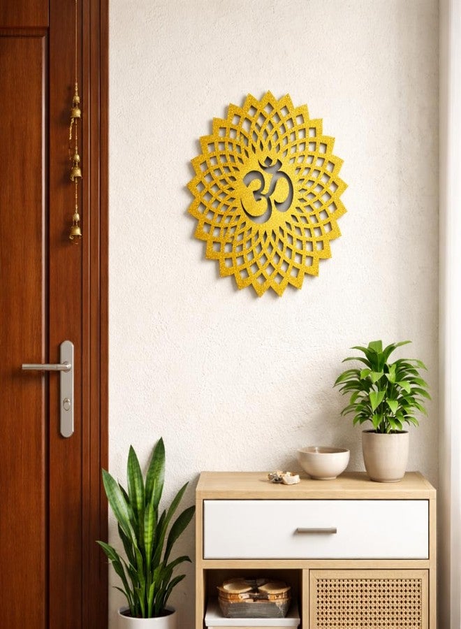 My Dream Carts لوحة جدارية دائرية مزخرفة من خشب MDF بتصميم أوم ذهبي، مقاس 20×20 سم، من تصميم ماي دريم كارتس، مناسبة لتزيين المعابد، غرف المعيشة، غرف النوم، المكاتب، الفنادق، كهدية مميزة، أو كلوحة جدارية ماندالا. - Image 5