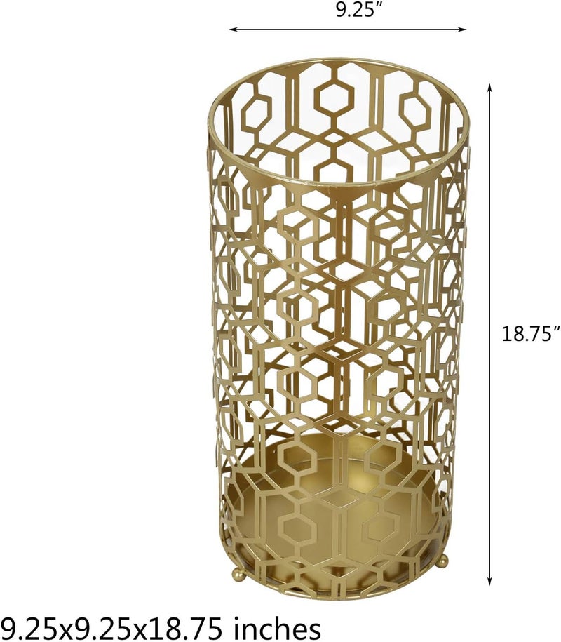Adeco Metal Umbrella Stand Rack Holder Organizer Entryway Freestanding, for Canes, Walking Sticks, Gold Color - Image 3