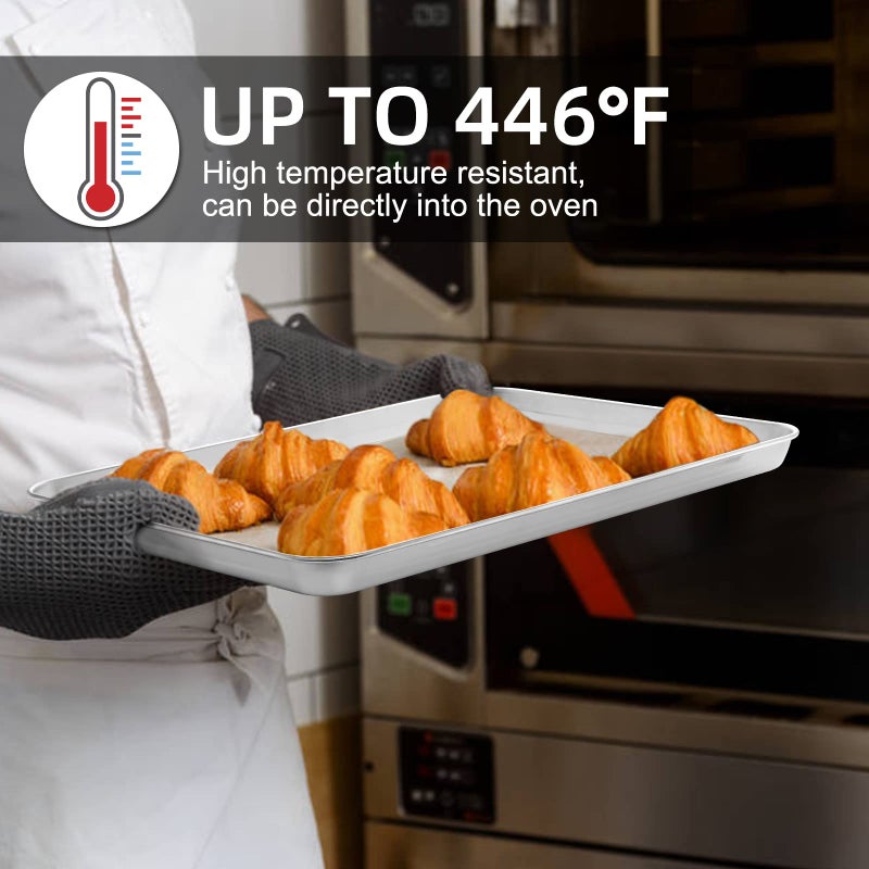 CEKEE 4 Pieces Baking Sheet Pan Tray  Cekee Stainless Steel Small Cookie Sheets For Baking  Baking Sheets For Oven  Warp Resistant & Heavy Duty & Rust Free Baking Pans Set - Size 9.3 X 6.9 X 0.98 Inch - Image 5