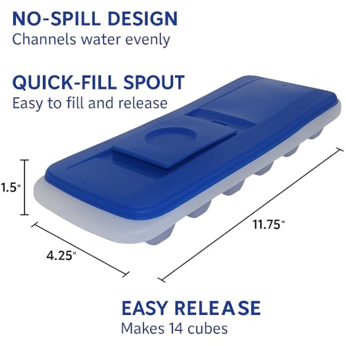 Home Style 2-Pack No-Spill Ice Cube Trays with Lids – BPA-Free, Easy Release & Stackable Freezer Trays – Covered Ice Molds for Drinks, Whiskey, Cocktails, and Juice – Blue - Image 3