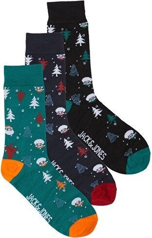 Jack Jones New Year Themed Navy Blue-Black Men's 3-Piece Socks 12246141 - Image 2