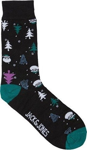 Jack Jones New Year Themed Navy Blue-Black Men's 3-Piece Socks 12246141 - Image 3