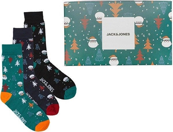 Jack Jones New Year Themed Navy Blue-Black Men's 3-Piece Socks 12246141 - Image 1