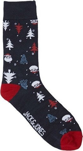 Jack Jones New Year Themed Navy Blue-Black Men's 3-Piece Socks 12246141 - Image 4