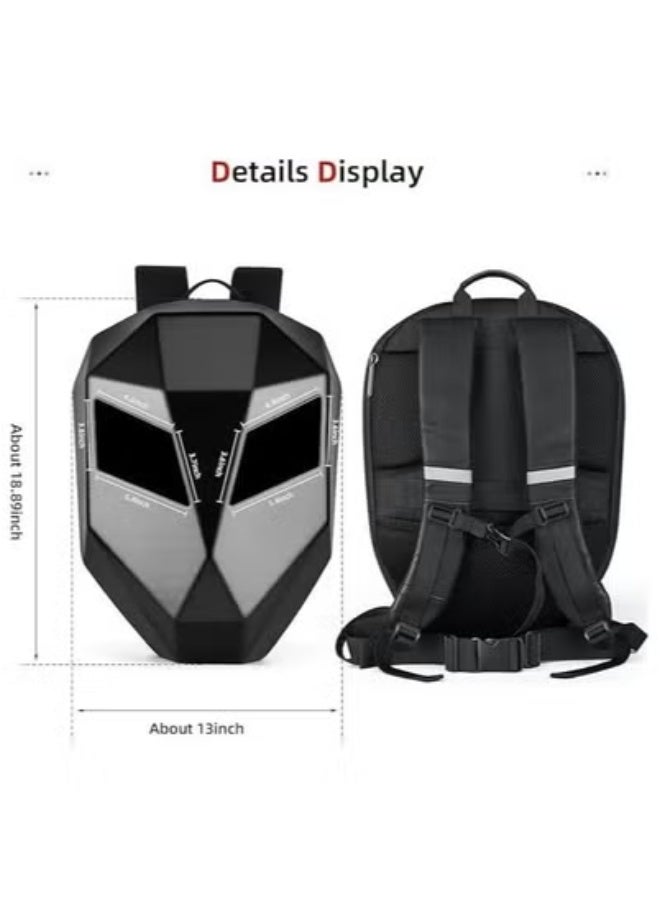 TIGER Motorcycle Backpack with 19-Inch Programmable LED Display – Customizable RGB Animation & Message Panel via App | Waterproof, USB Charging Port | Large-Capacity Bag for Bikers, Riders, Commuters, Travelers & Tech Fans | Durable & Stylish Design  - Image 3